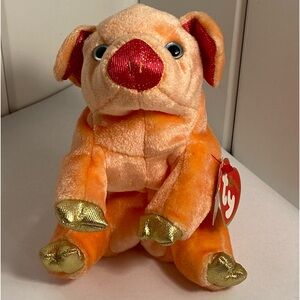 Vintage PIG ty beanie baby Zodiac baby pig 2000 Y2K coral plush stuffed animal